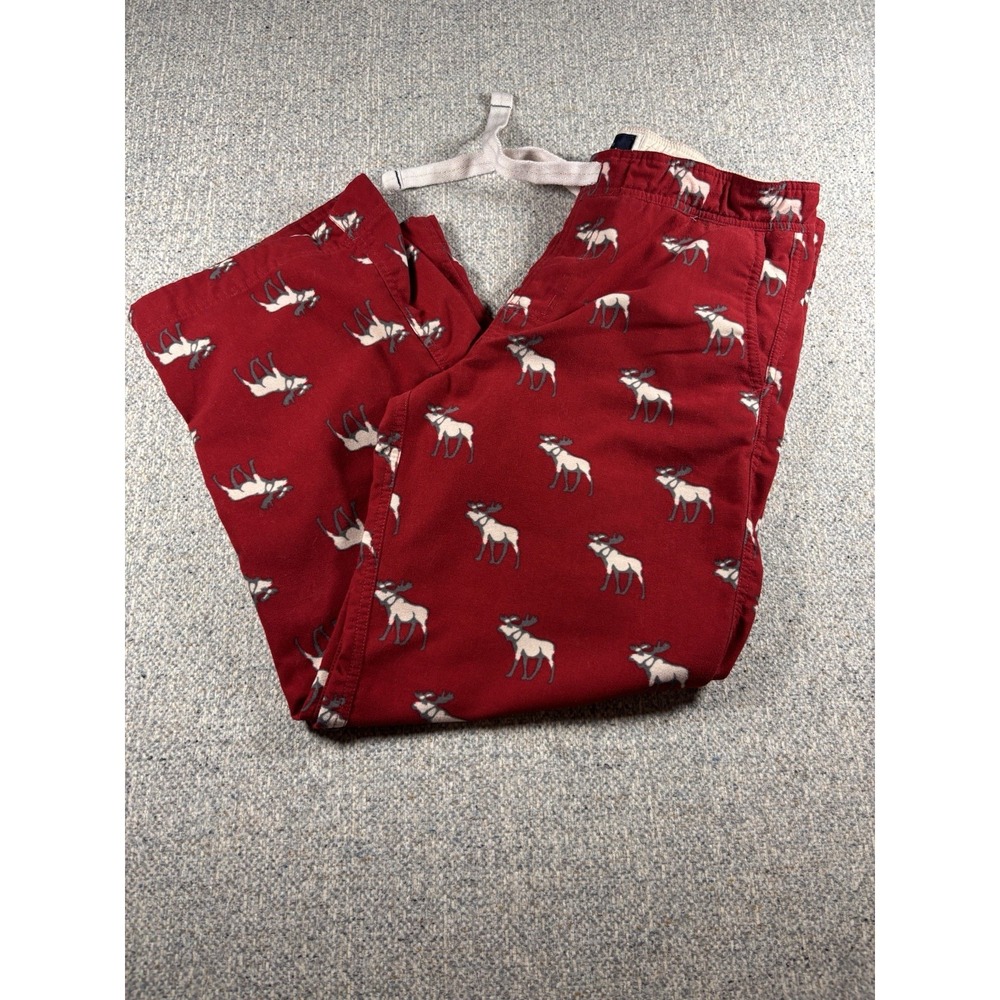 Abercrombie & Fitch Womens Moose Logo Pajama Lounge Pants XL‎ Red Flannel Y2K